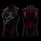 Black sleeveless athletic shirt with red accents and 'The Crest' logo on a black background